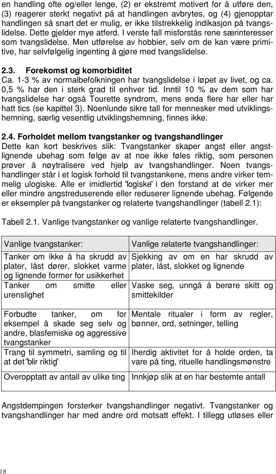 Men utførelse av hobbier, selv om de kan være primitive, har selvfølgelig ingenting å gjøre med tvangslidelse. 2.3. Forekomst og komorbiditet Ca.