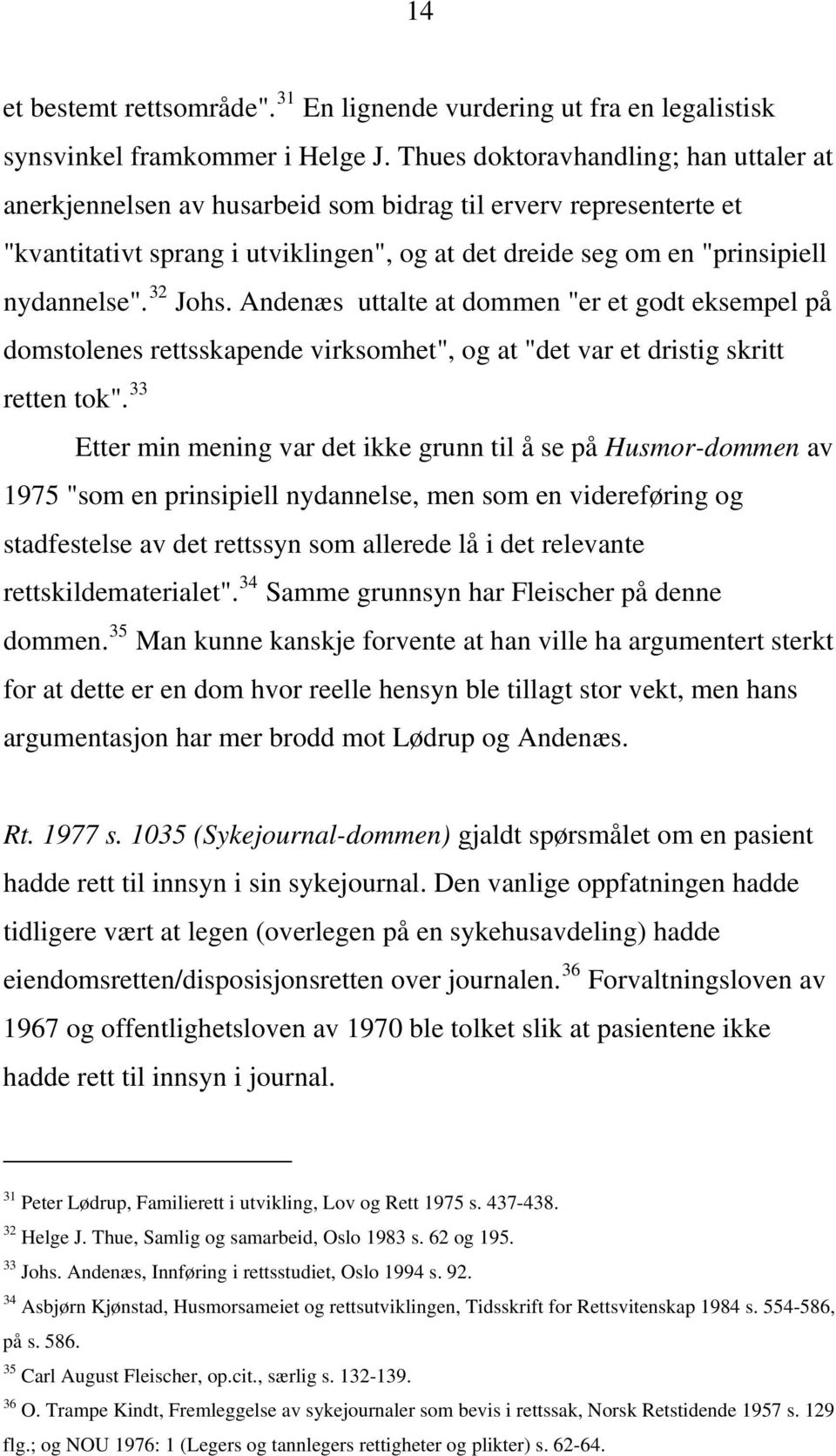 32 Johs. Andenæs uttalte at dommen "er et godt eksempel på domstolenes rettsskapende virksomhet", og at "det var et dristig skritt retten tok".