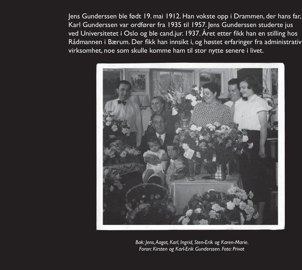 Jens Gunderssen studerte jus ved Universitetet i Oslo og ble cand.jur. 1937.