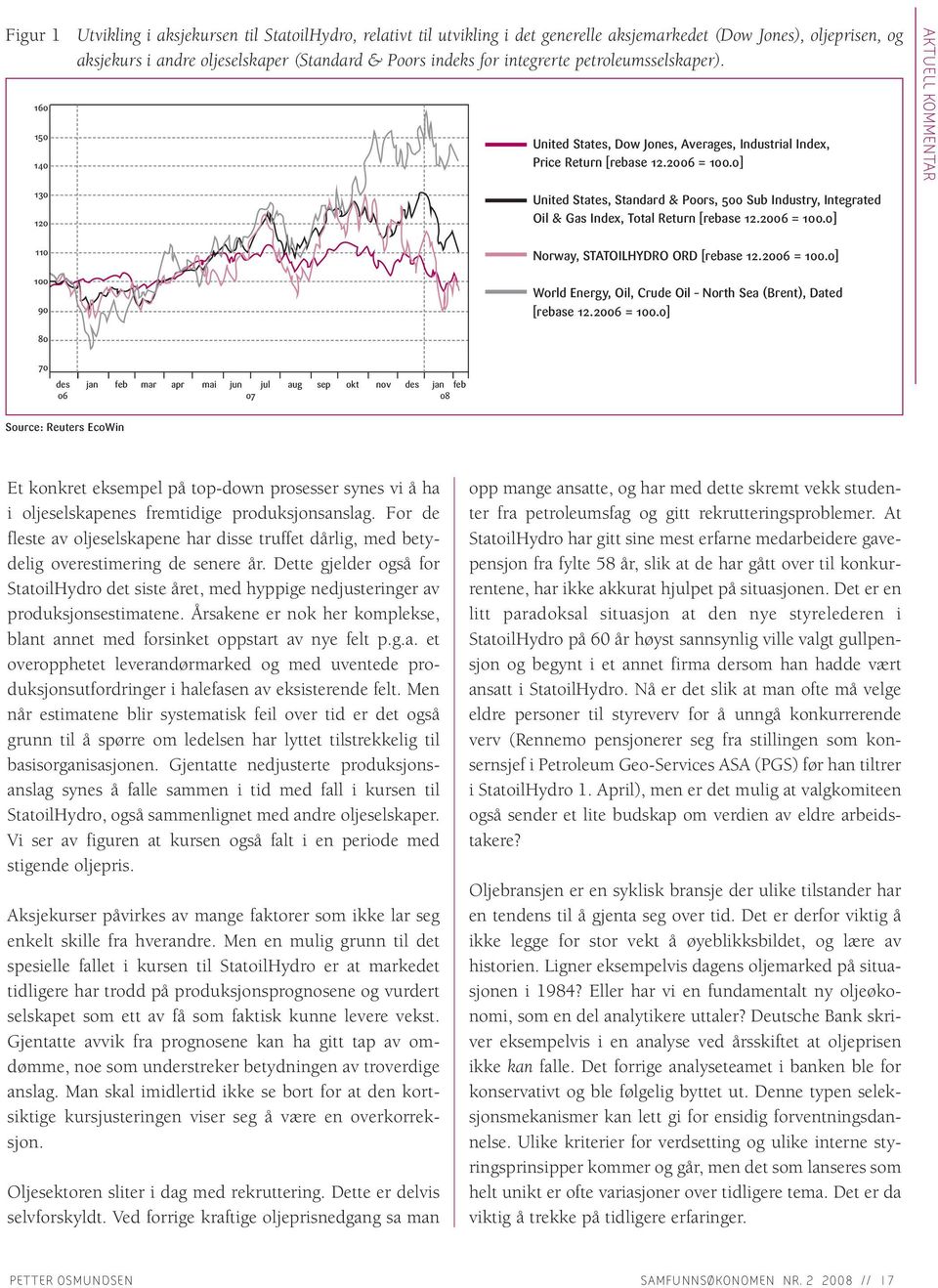 0] AKTUELL KOMMENTAR 130 120 110 100 90 80 United States, Standard & Poors, 500 Sub Industry, Integrated Oil & Gas Index, Total Return [rebase 12.2006 = 100.0] Norway, STATOILHYDRO ORD [rebase 12.