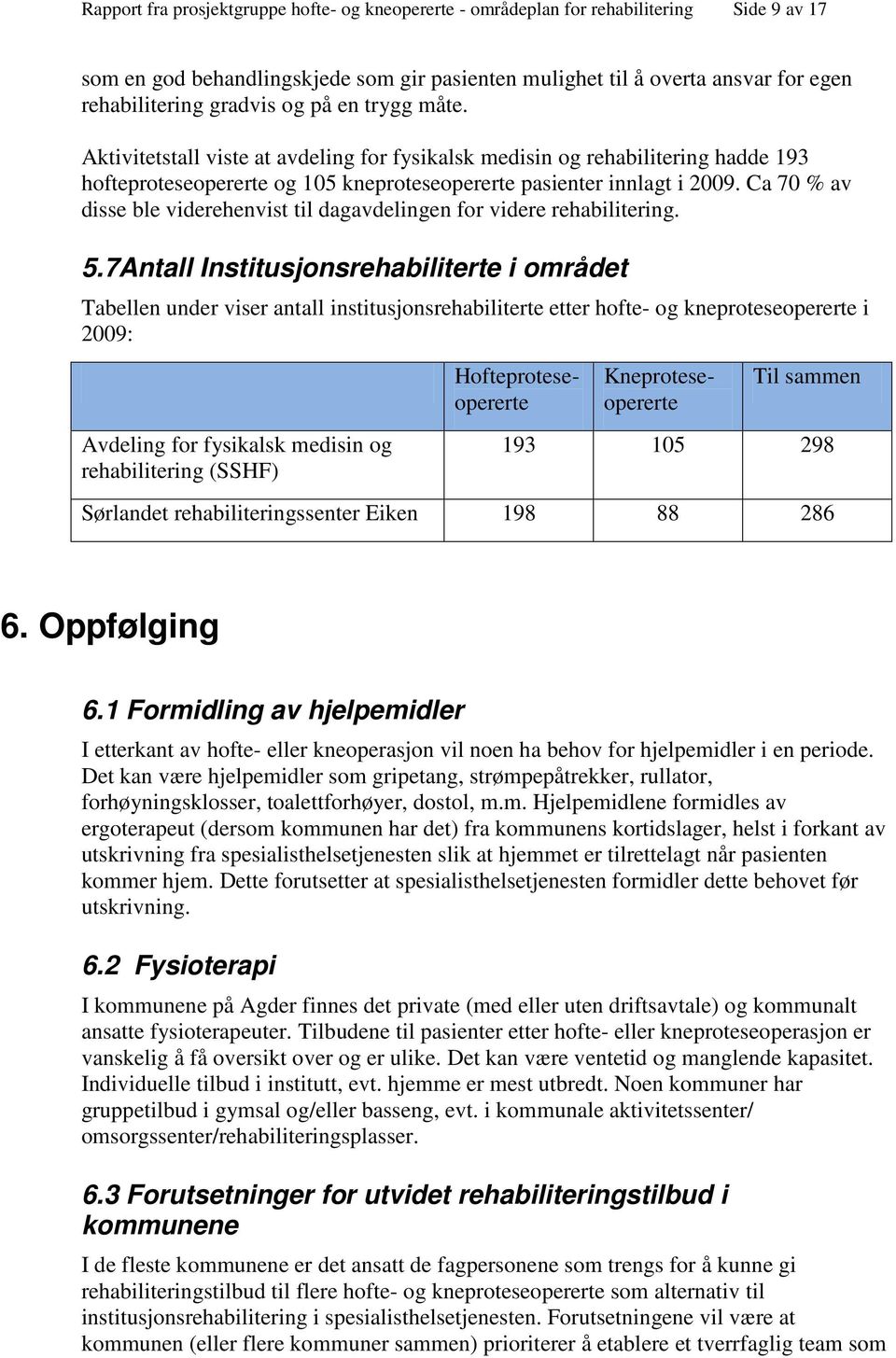 Ca 70 % av disse ble viderehenvist til dagavdelingen for videre rehabilitering. 5.