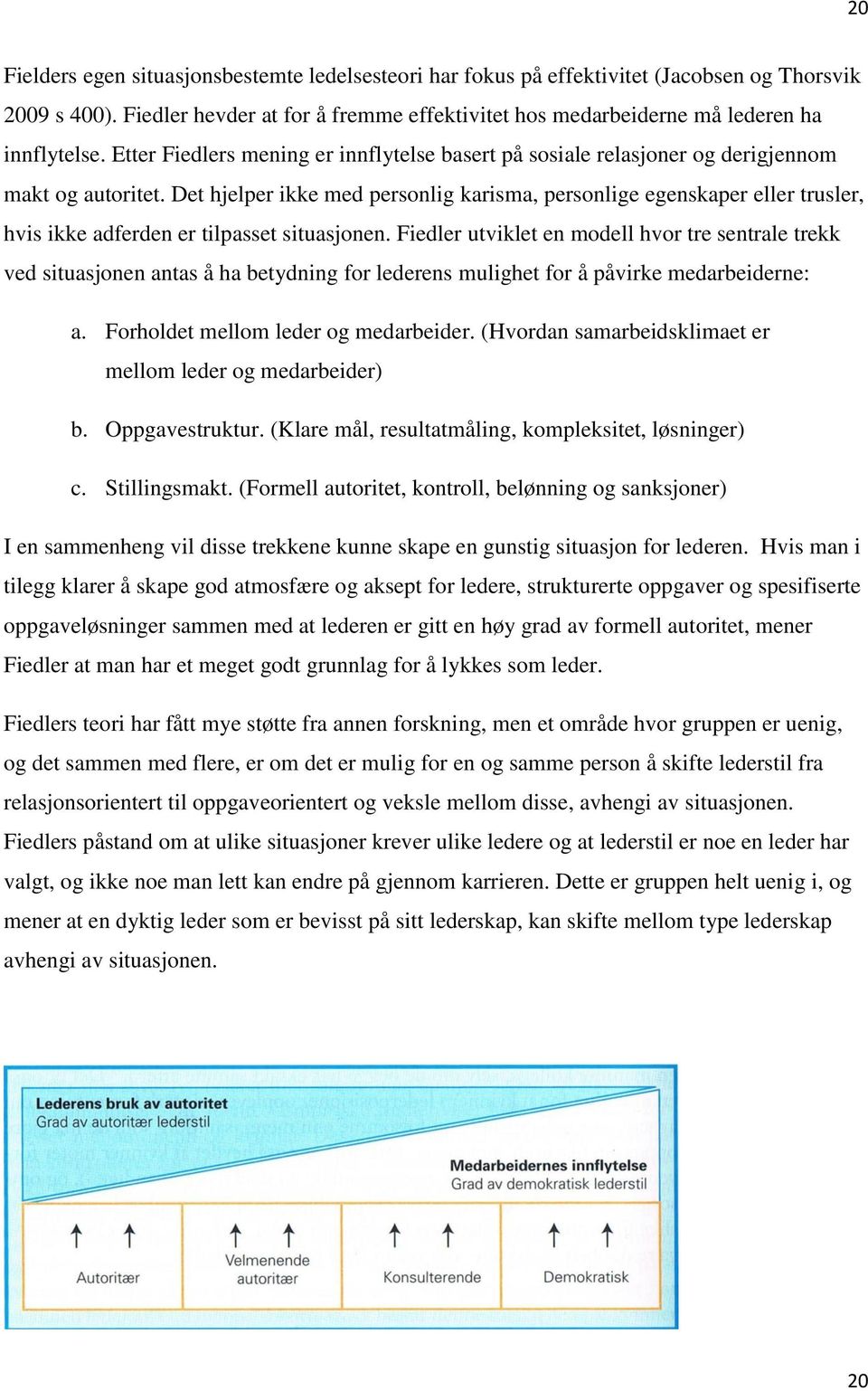 Det hjelper ikke med personlig karisma, personlige egenskaper eller trusler, hvis ikke adferden er tilpasset situasjonen.