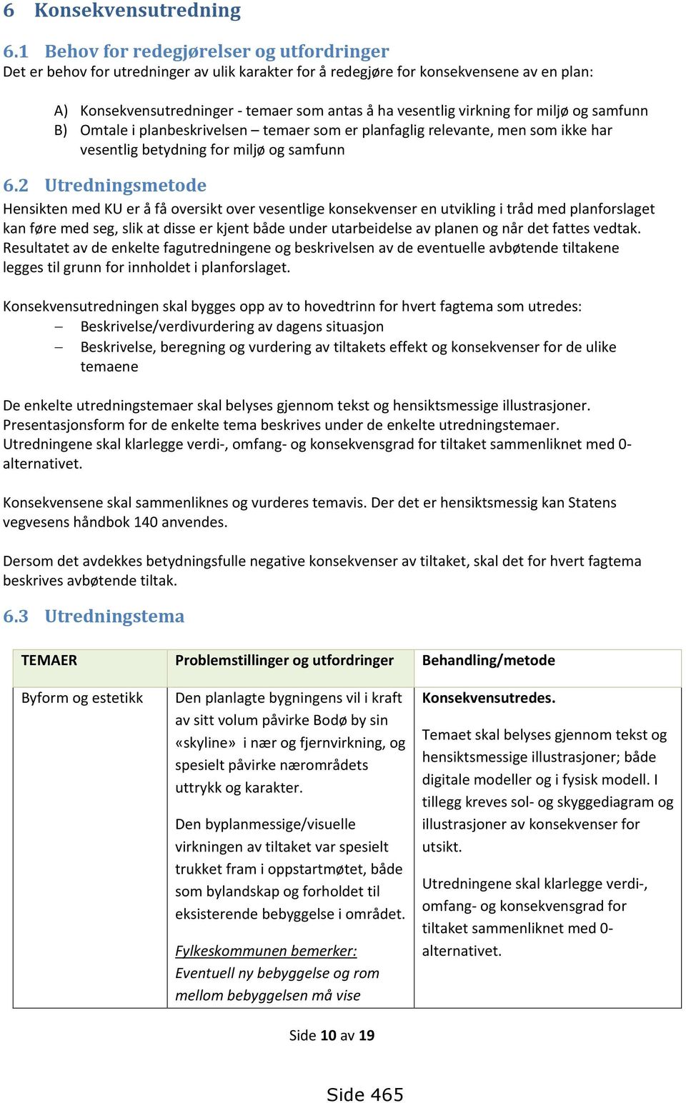 virkning for miljø og samfunn B) Omtale i planbeskrivelsen temaer som er planfaglig relevante, men som ikke har vesentlig betydning for miljø og samfunn 6.