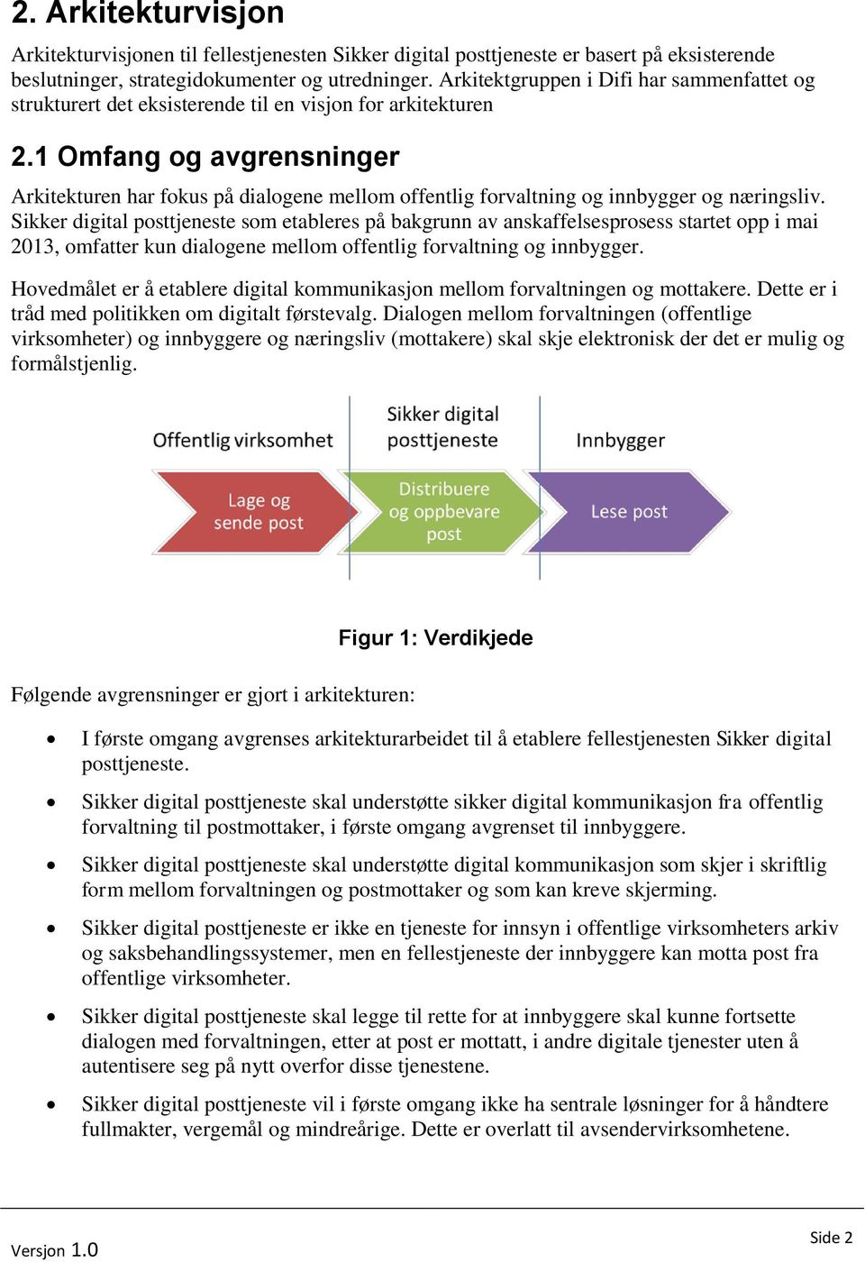 1 Omfang og avgrensninger Arkitekturen har fokus på dialogene mellom offentlig forvaltning og innbygger og næringsliv.