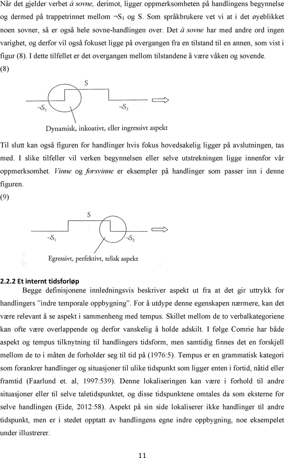 Det å sovne har med andre ord ingen varighet, og derfor vil også fokuset ligge på overgangen fra en tilstand til en annen, som vist i figur (8).