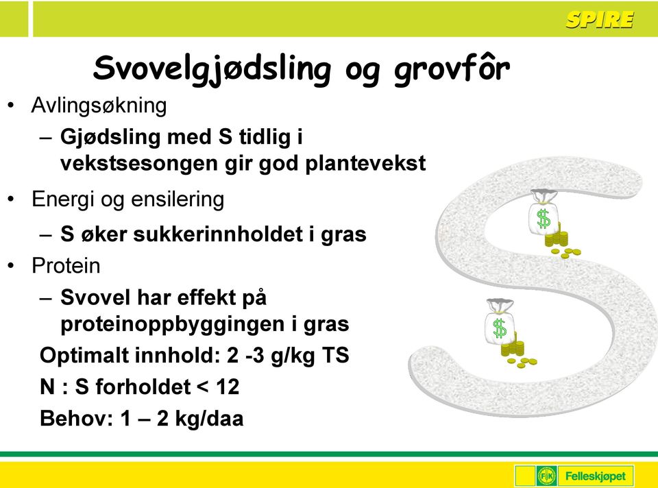 sukkerinnholdet i gras Protein Svovel har effekt på