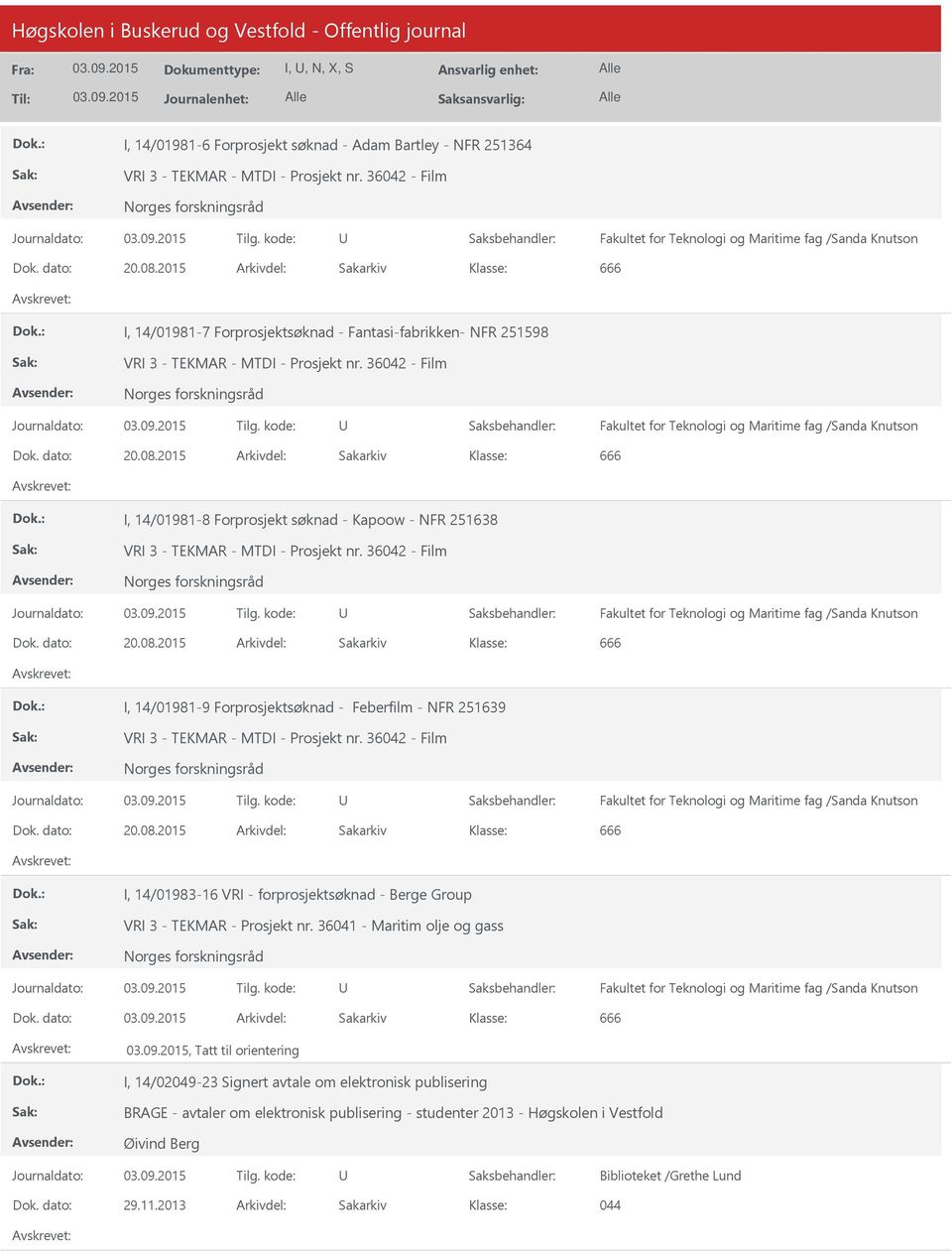 2015 Arkivdel: Sakarkiv 666 I, 14/01981-7 Forprosjektsøknad - Fantasi-fabrikken- NFR 251598 VRI 3 - TEKMAR - MTDI - Prosjekt nr.