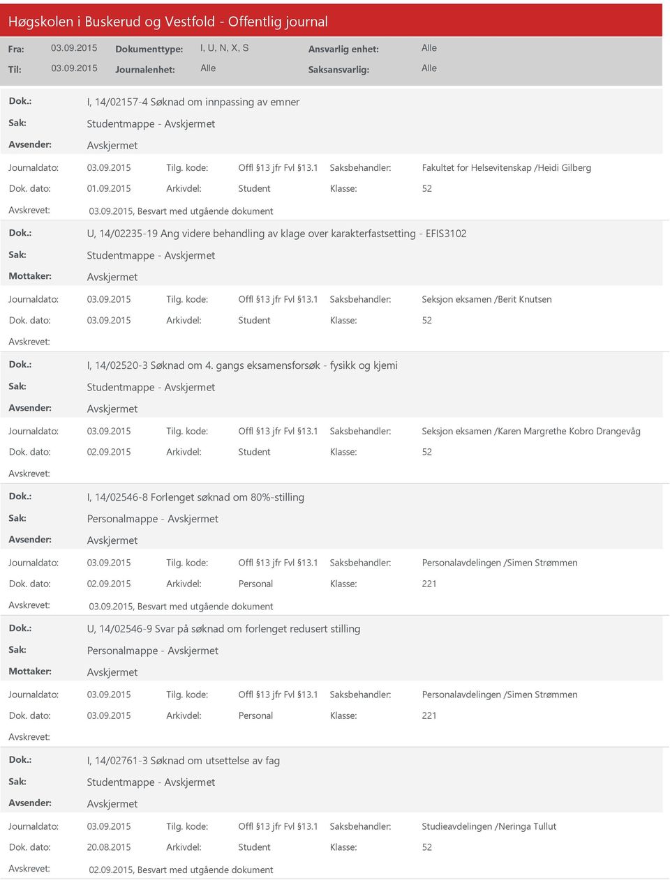 dato: Arkivdel: Student I, 14/020-3 Søknad om 4. gangs eksamensforsøk - fysikk og kjemi Studentmappe - Seksjon eksamen /Karen Margrethe Kobro Drangevåg Dok. dato: 02.09.