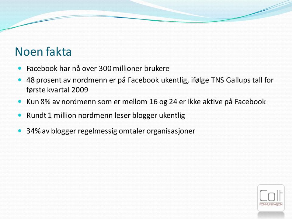 8% av nordmenn som er mellom 16 og 24 er ikke aktive på Facebook Rundt 1