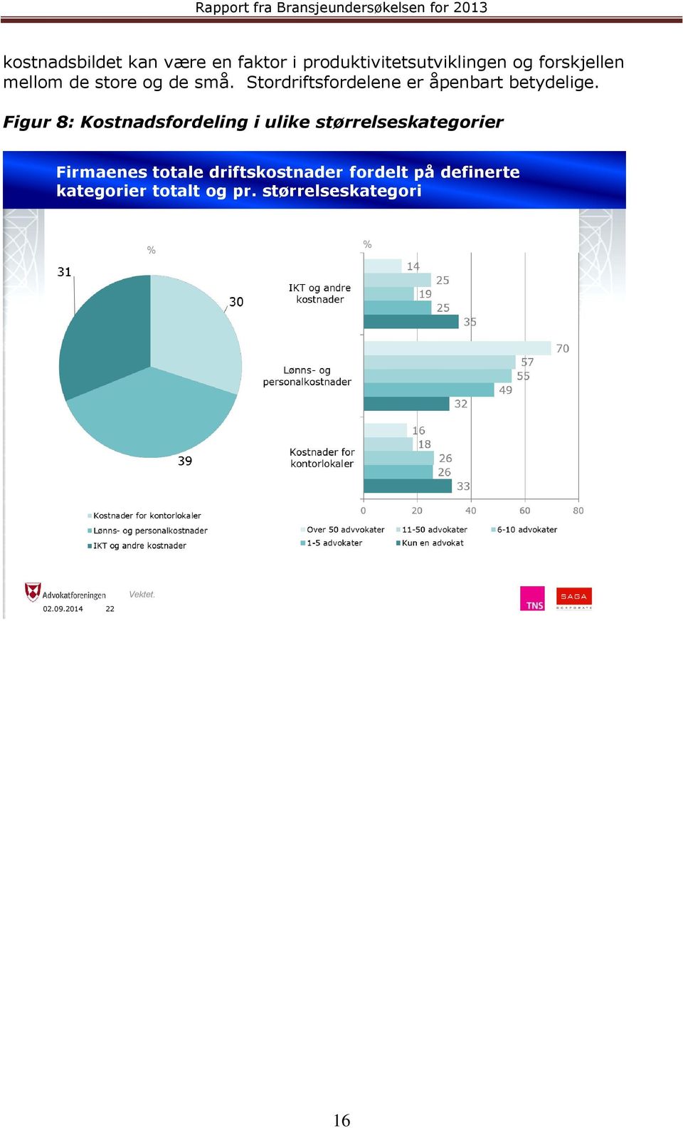 Figur 8: Kostnadsfordeling i ulike størrelseskategorier Firmaenes totale