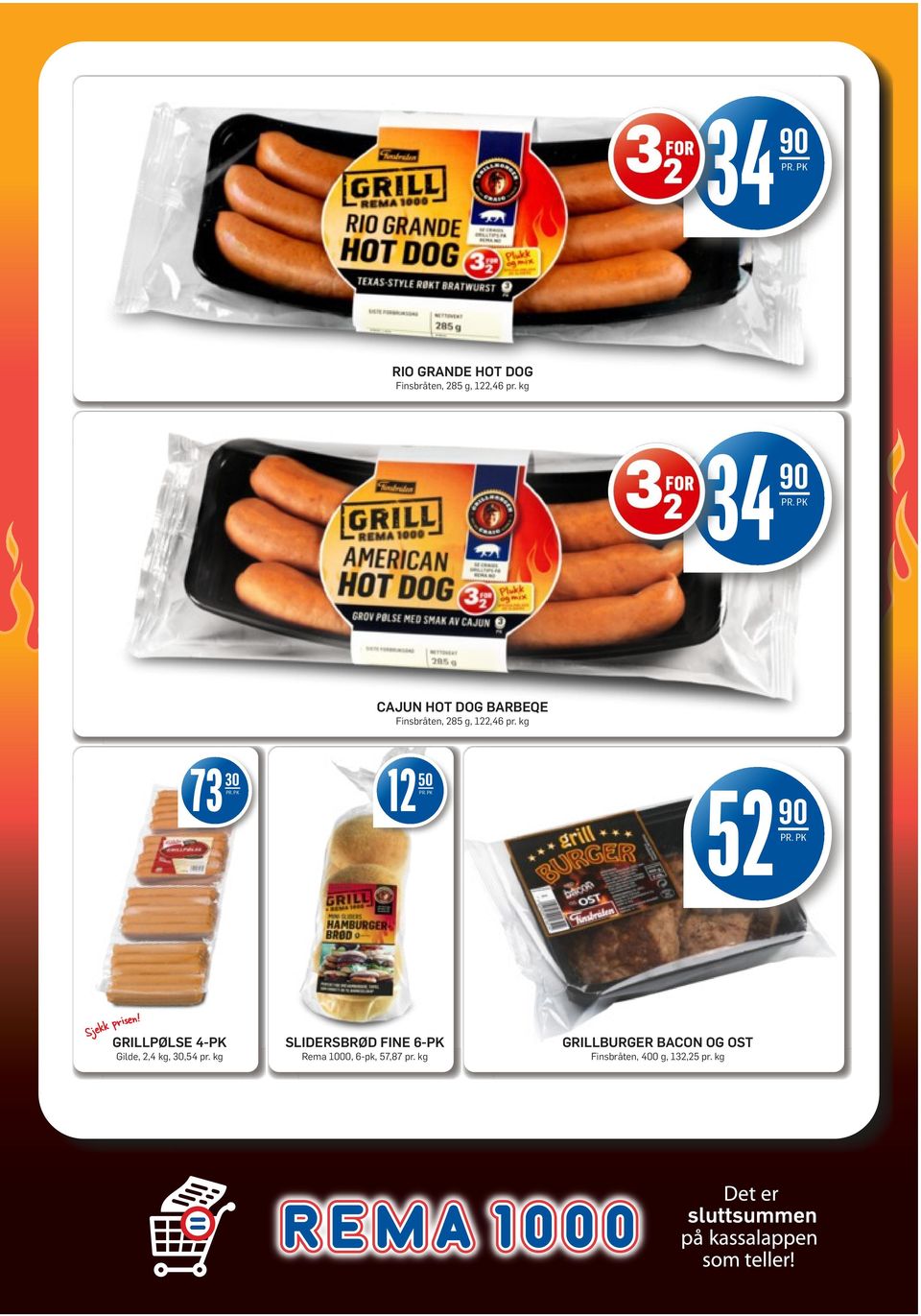 kg 73 30 12 50 52 90 GRILLPØLSE 4-PK Gilde, 2,4 kg, 30,54 pr.