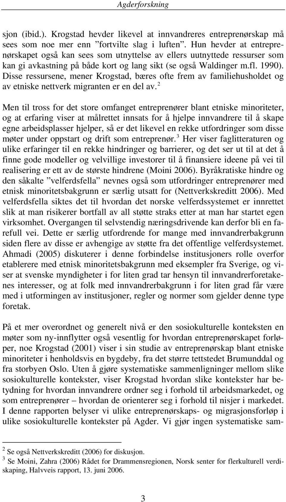 Disse ressursene, mener Krogstad, bæres ofte frem av familiehusholdet og av etniske nettverk migranten er en del av.