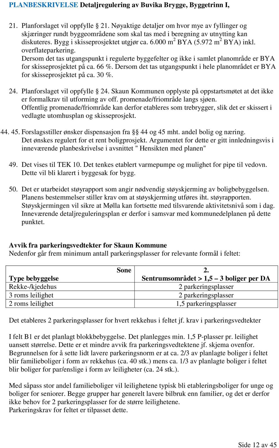 Dersom det tas utgangspunkt i regulerte byggefelter og ikke i samlet planområde er BYA for skisseprosjektet på ca. 66 %.