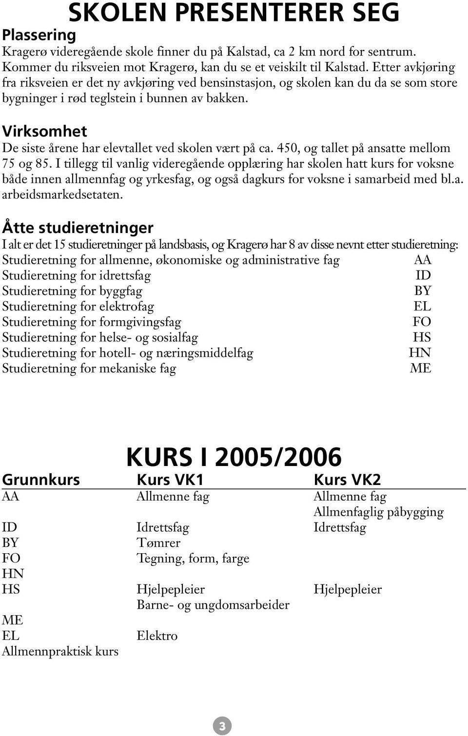 Virksomhet De siste årene har elevtallet ved skolen vært på ca. 450, og tallet på ansatte mellom 75 og 85.