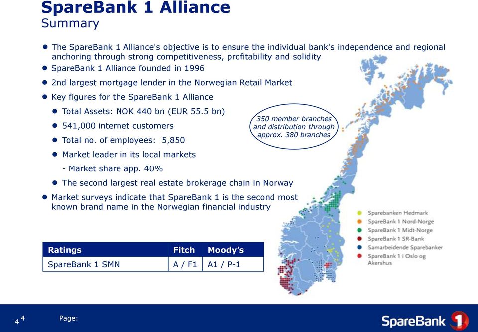 5 bn) 541,000 internet customers Total no. of employees: 5,850 350 member branches and distribution through approx. 380 branches Market leader in its local markets - Market share app.