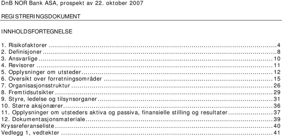 Styre, ledelse og tilsynsorganer...31 10. Større aksjonærer...36 11.