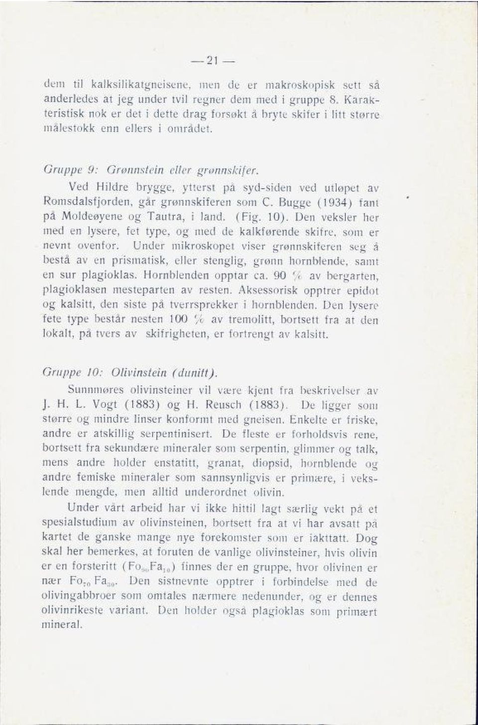 Ved Hildre brygge, ytterst på syd-siden ved utløpet av Romsdalsfjorden, går grønnskiferen som C. Bugge (1934) fant på Moldeøyene og Tautra, i land. (Fig. 10).