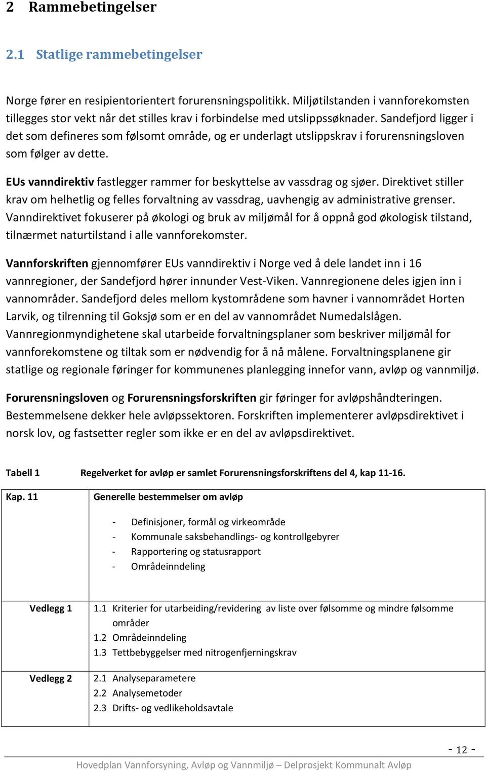 Sandefjord ligger i det som defineres som følsomt område, og er underlagt utslippskrav i forurensningsloven som følger av dette.