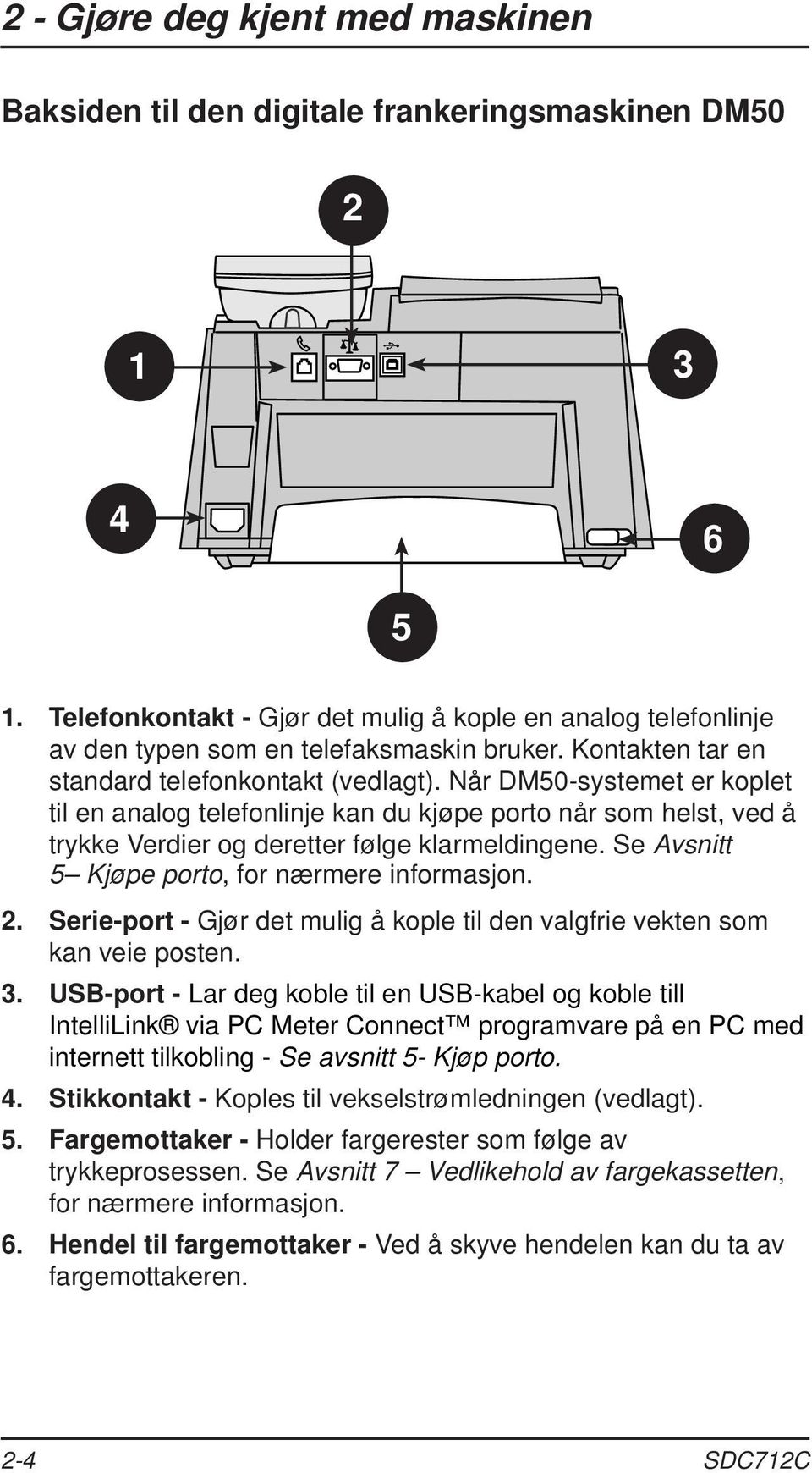 Når DM50-systemet er koplet til en analog telefonlinje kan du kjøpe porto når som helst, ved å trykke Verdier og deretter følge klarmeldingene. Se Avsnitt 5 Kjøpe porto, for nærmere informasjon. 2.