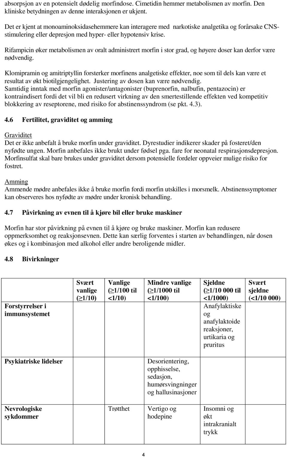 Rifampicin øker metabolismen av oralt administrert morfin i stor grad, og høyere doser kan derfor være nødvendig.