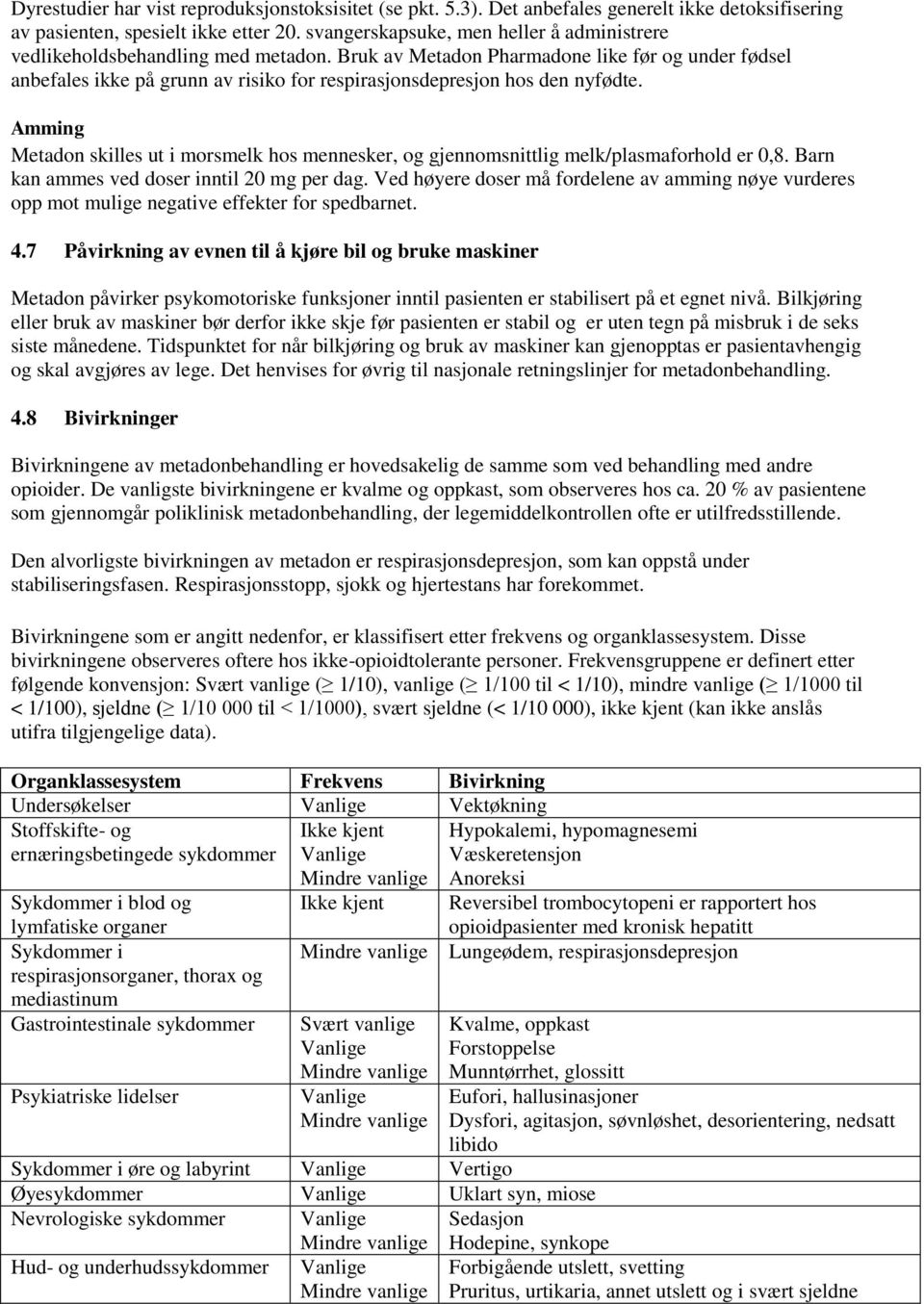 Bruk av Metadon Pharmadone like før og under fødsel anbefales ikke på grunn av risiko for respirasjonsdepresjon hos den nyfødte.