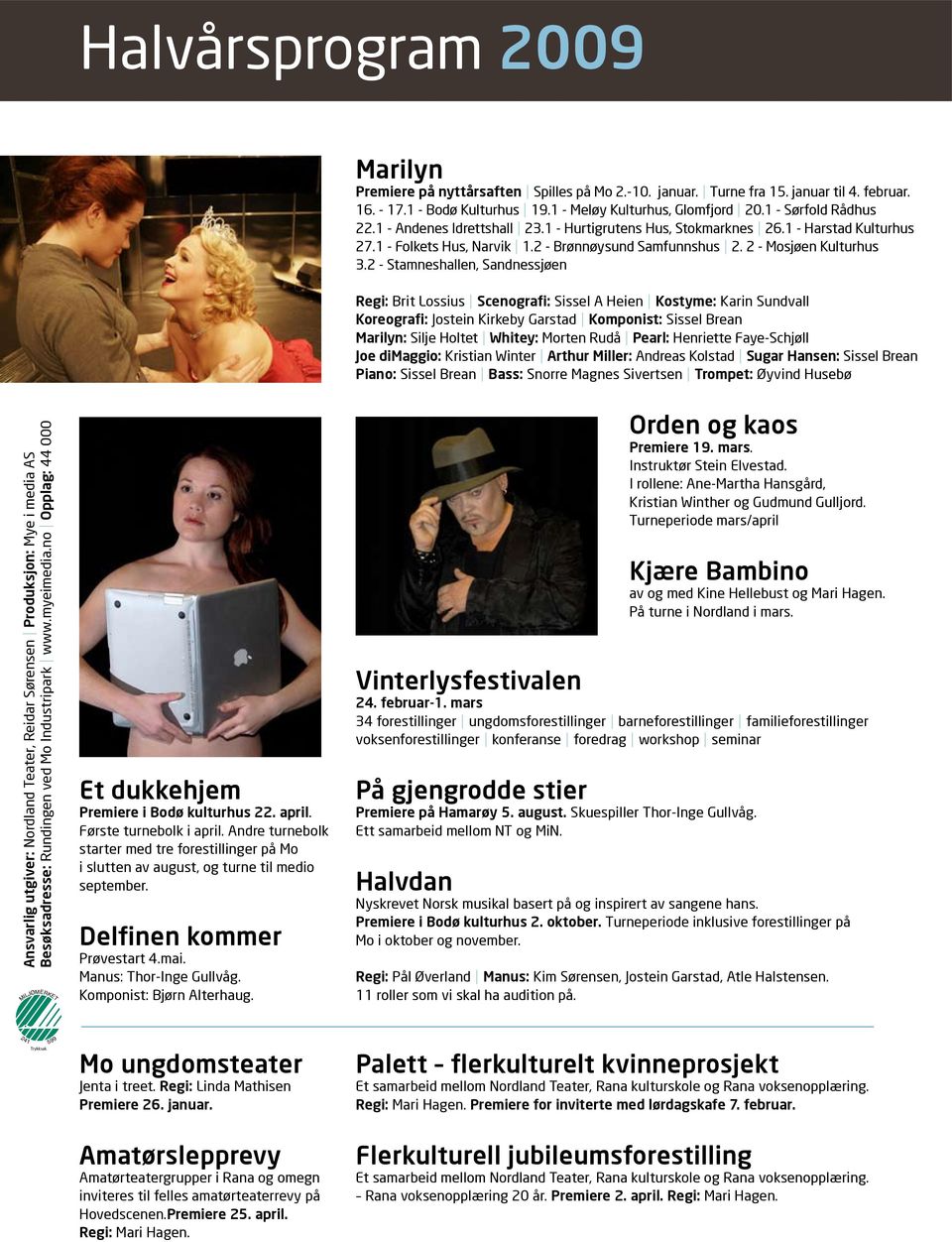 2 - Stamneshallen, Sandnessjøen Regi: Brit Lossius Scenografi: Sissel A Heien Kostyme: Karin Sundvall Koreografi: Jostein Kirkeby Garstad Komponist: Sissel Brean Marilyn: Silje Holtet Whitey: Morten