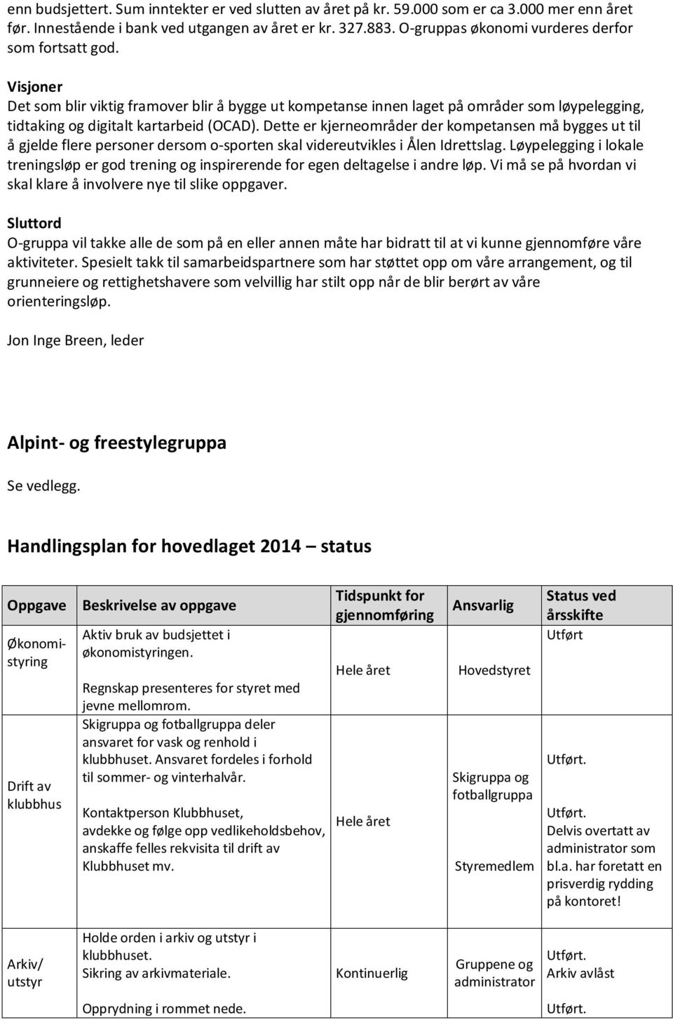 Dette er kjerneområder der kompetansen må bygges ut til å gjelde flere personer dersom o-sporten skal videreutvikles i Ålen Idrettslag.