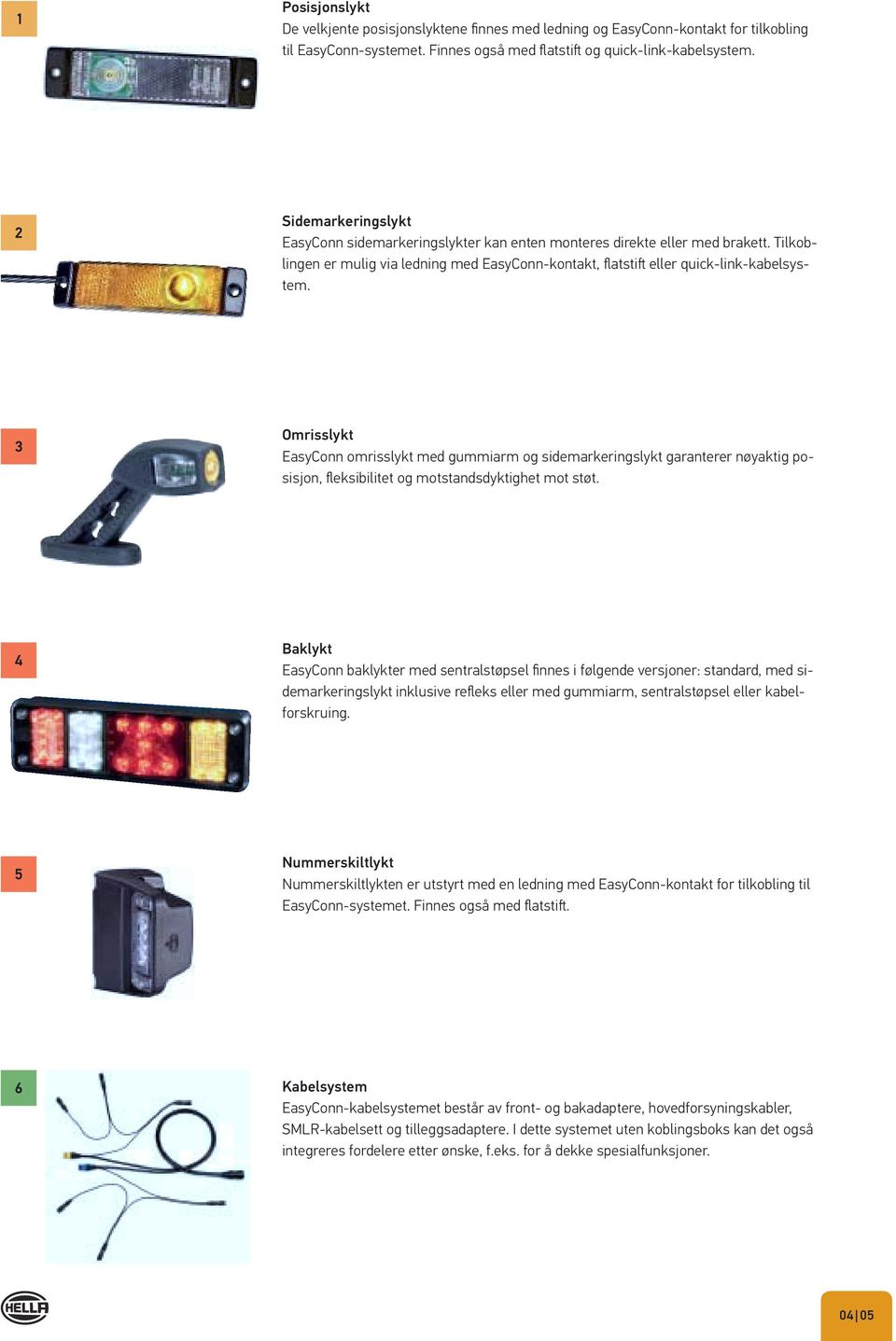 Omrisslykt EasyConn omrisslykt med gummiarm og sidemarkeringslykt garanterer nøyaktig posisjon, fleksibilitet og motstandsdyktighet mot støt.