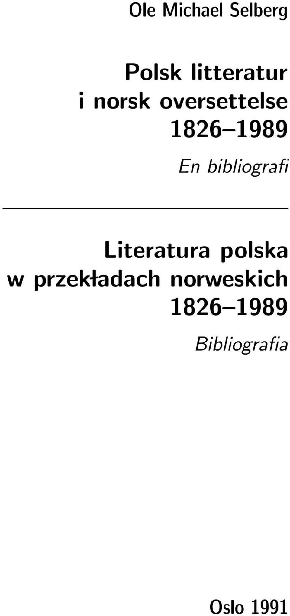 bibliografi Literatura polska wprzek
