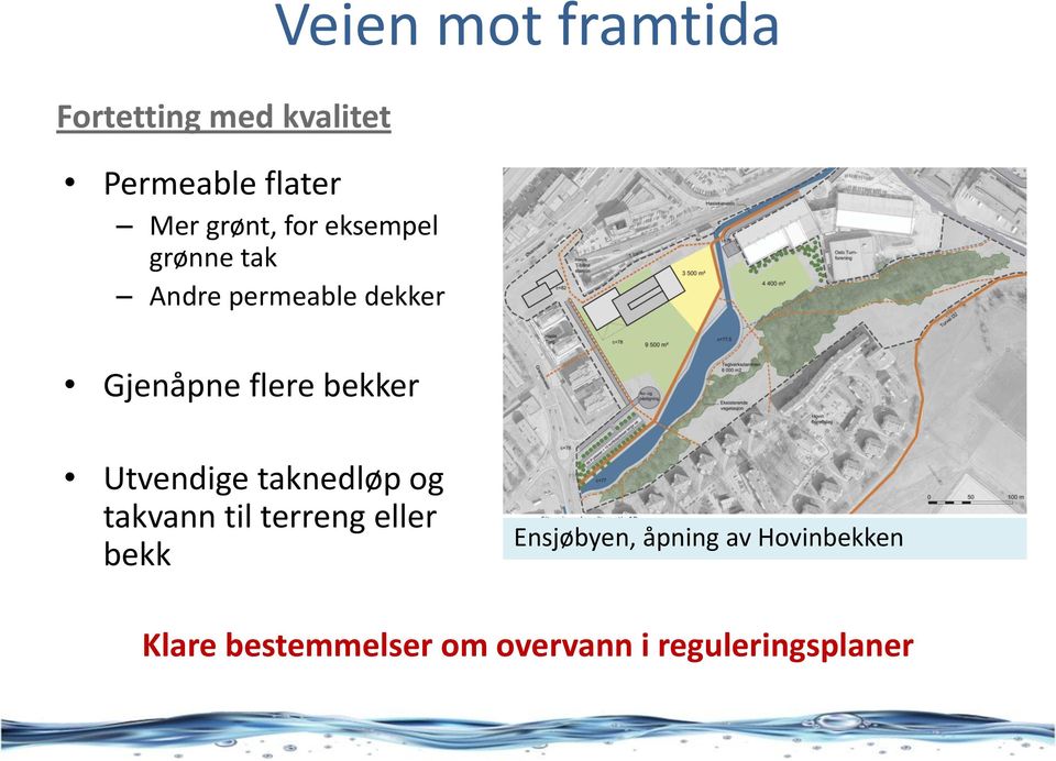 framtida Utvendige taknedløp og takvann til terreng eller bekk