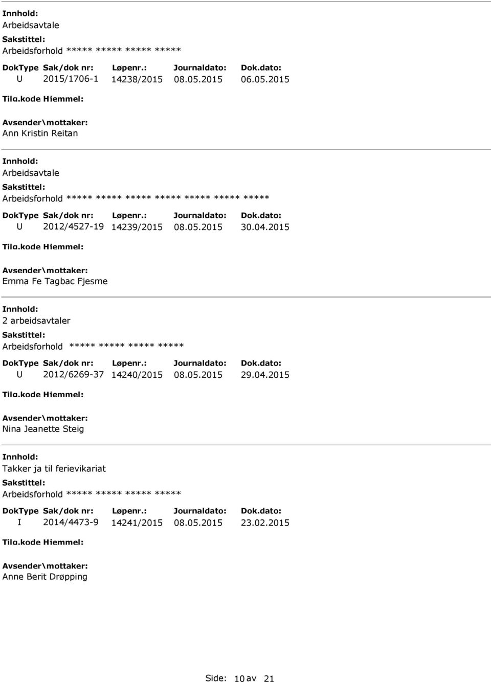 2015 Emma Fe Tagbac Fjesme 2 arbeidsavtaler 2012/6269-37 14240/2015 29.