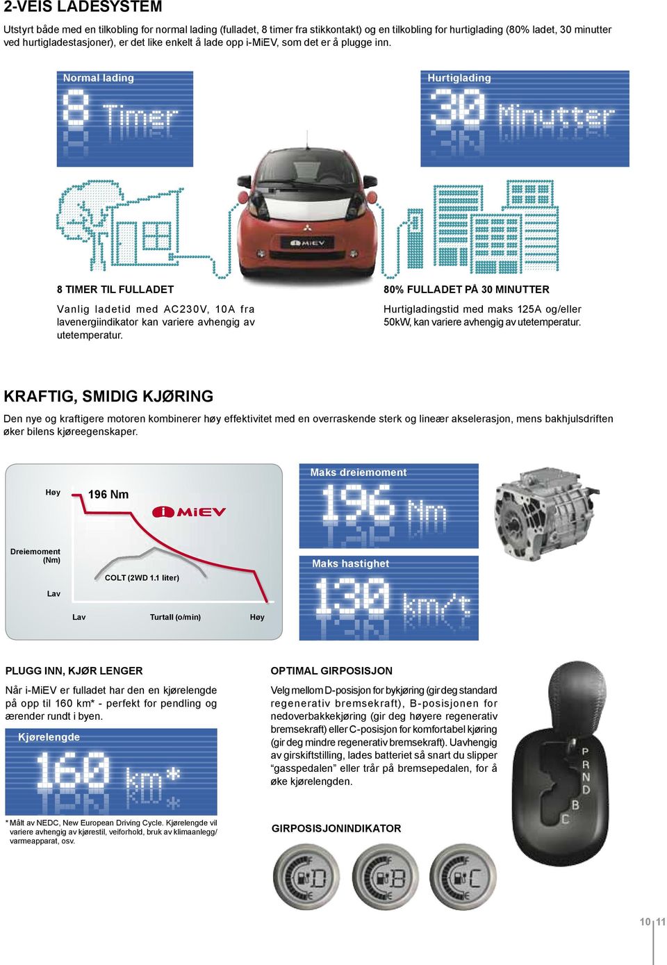 80% fulladet på 30 minutter Hurtigladingstid med maks 125A og/eller 50kW, kan variere avhengig av utetemperatur.