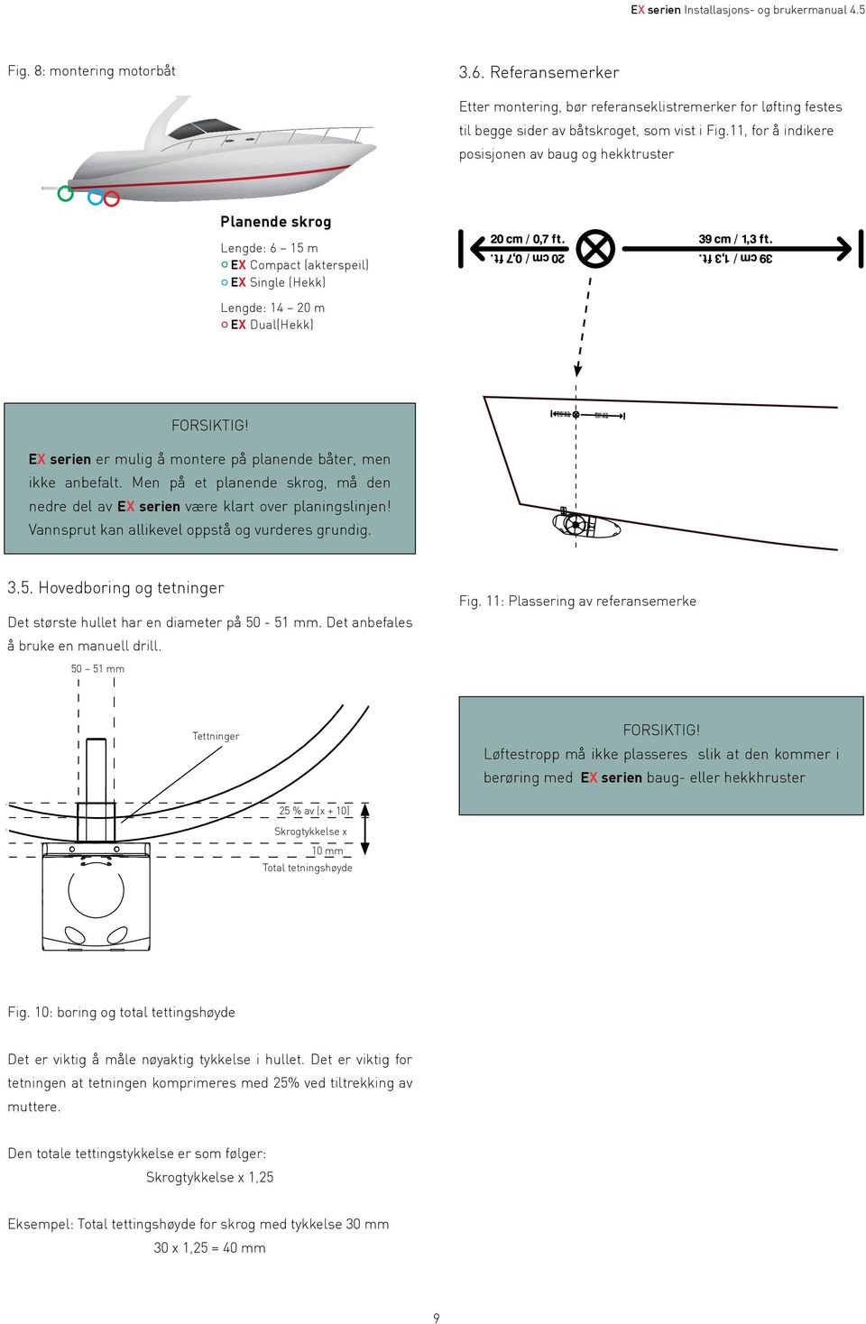 The bottom edge of exturn has to be above the gliding line by all means! 3.6.