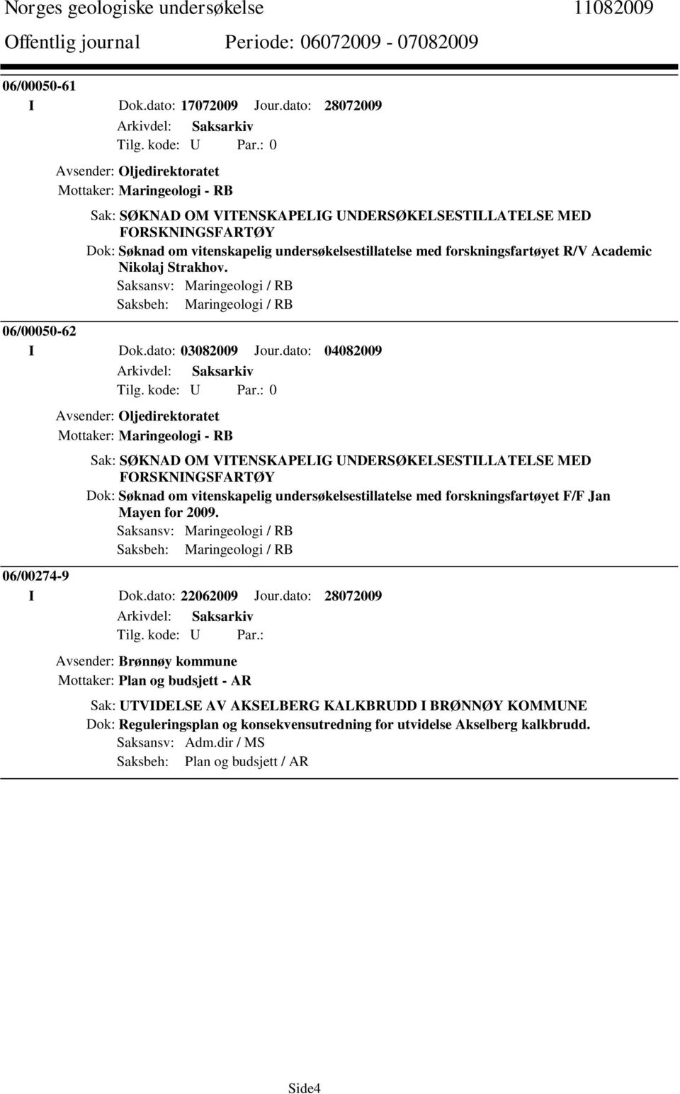 med forskningsfartøyet R/V Academic Nikolaj Strakhov. Saksansv: Maringeologi / RB Saksbeh: Maringeologi / RB 06/00050-62 I Dok.dato: 03082009 Jour.