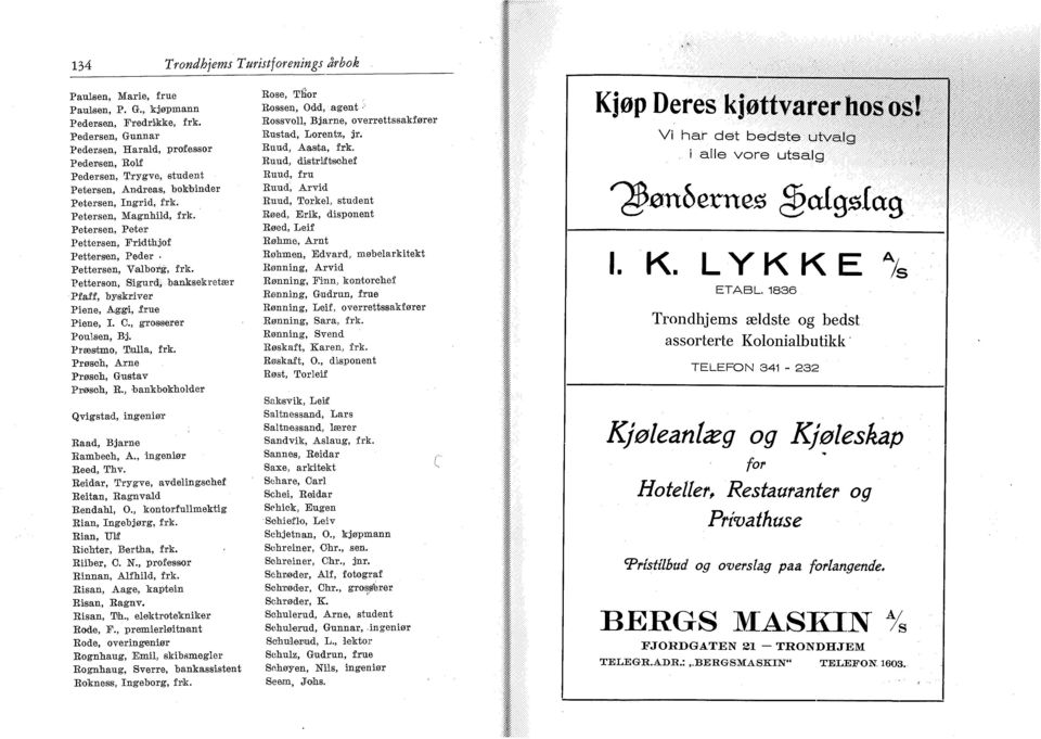 Petersen, Peter Pettersen, Fridthjof Pettersen, Peder Pettersen, Valborg, frk. Petterson, Sigurdj banksekretær Pfaff, byskriver Piene, Aggi, frue Piene, I. C., grosserer Poulsen, Bj.