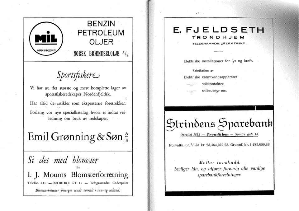 Forlang vor nye specialkatalog hvori er indtat veiledning om bruk av-redskaper. Emil Grønning & Søn f Si det med blomster frå L J. Moums Blomsterforretning Telefon 418 ~> i NORDRE GT. 12 Telegramadrs.