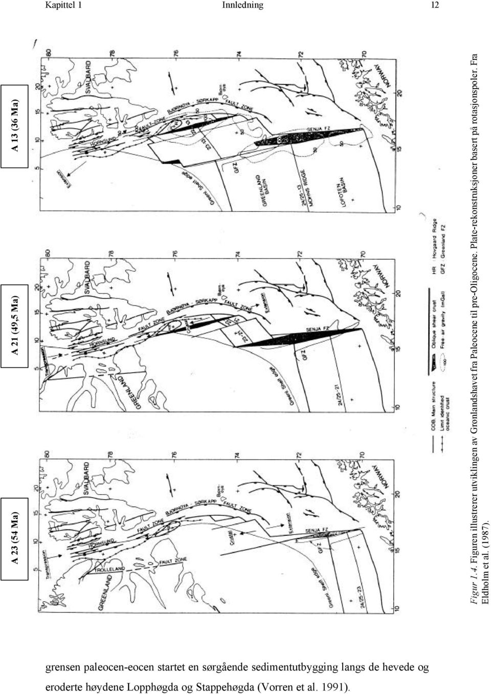 Plate-rekonstruksjoner basert på rotasjonspoler. Fra Eldholm et al. (1987).