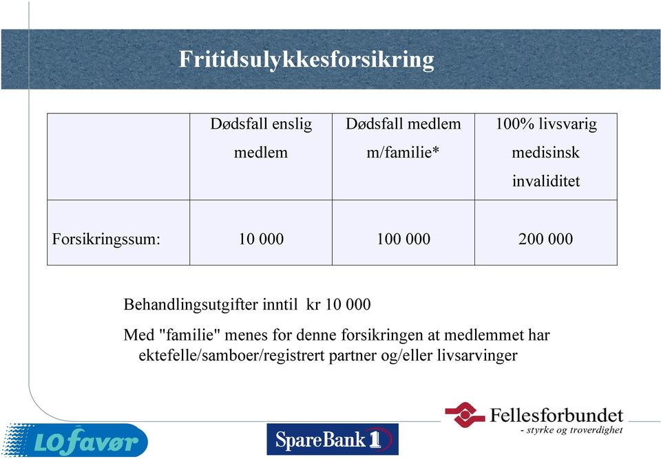 Behandlingsutgifter inntil kr 10 000 Med "familie" menes for denne