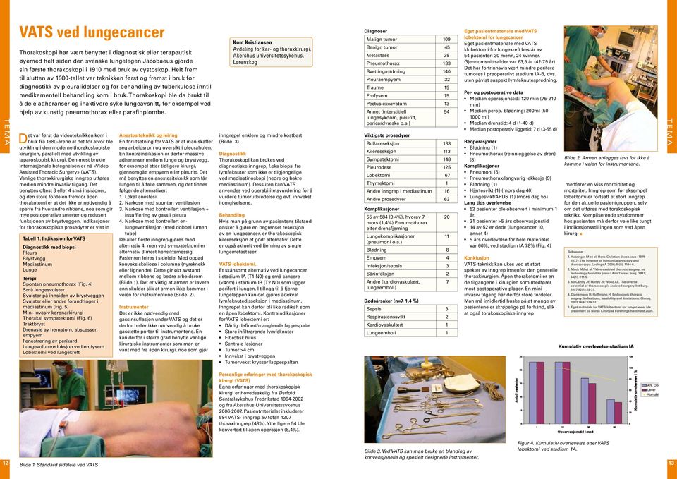 Thorakoskopi ble da brukt til å dele adheranser og inaktivere syke lungeavsnitt, for eksempel ved hjelp av kunstig pneumothorax eller parafinplombe.