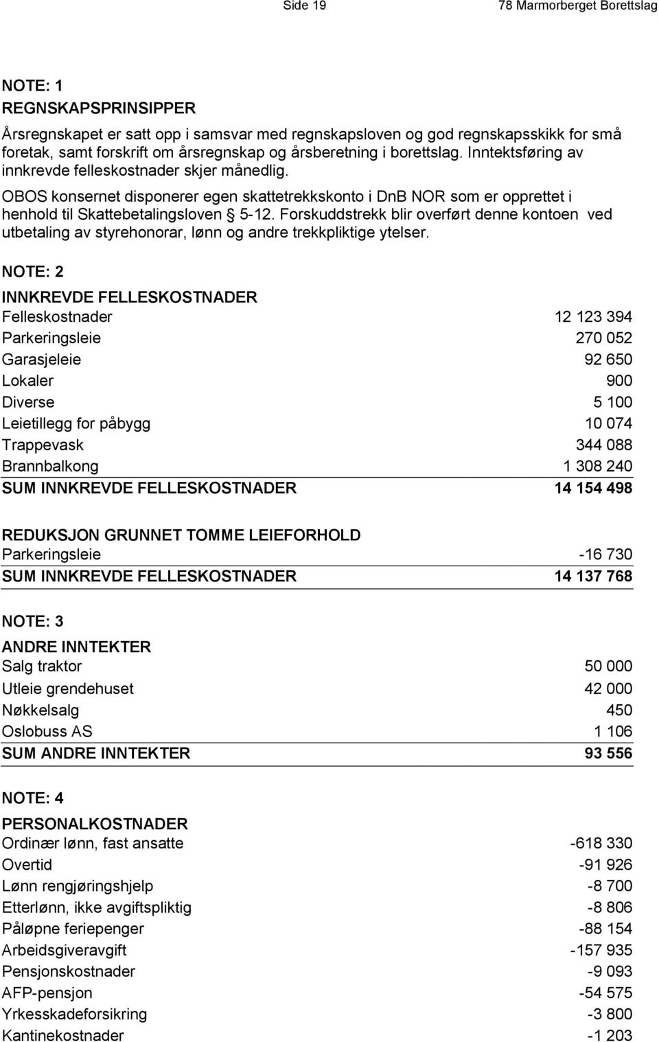 OBOS konsernet disponerer egen skattetrekkskonto i DnB NOR som er opprettet i henhold til Skattebetalingsloven 5-12.