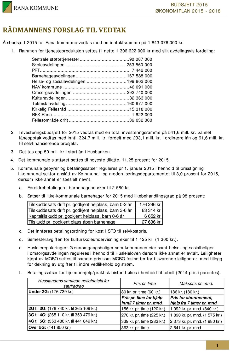 .. 7 442 000 Barnehageavdelingen... 167 588 000 Helse- og sosialavdelingen... 199 802 000 NAV kommune... 46 091 000 Omsorgsavdelingen... 292 740 000 Kulturavdelingen... 32 363 000 Teknisk avdeling.