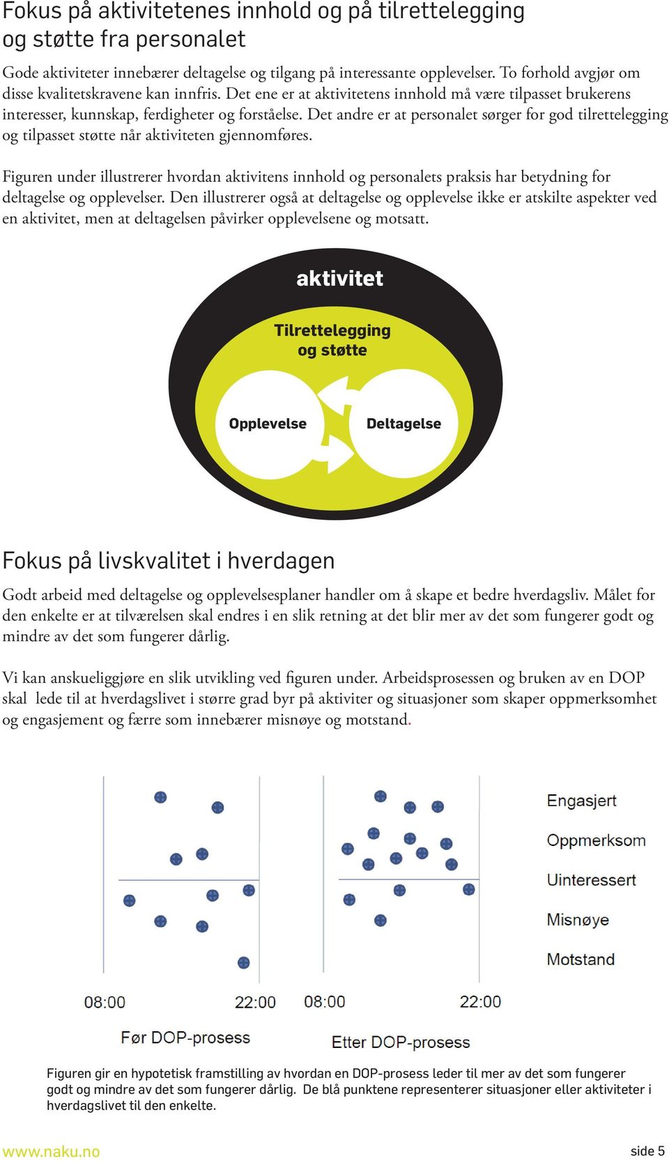 Det andre er at personalet sørger for god tilrettelegging og tilpasset støtte når aktiviteten gjennomføres.