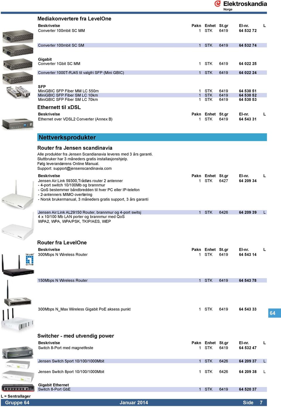 53 Ethernett til xdsl Ethernet over VDSL2 Converter (Annex B) 1 STK 6419 64 543 31 Nettverksprodukter Router fra Jensen scandinavia Alle produkter fra Jensen Scandianavia leveres med 3 års garanti.