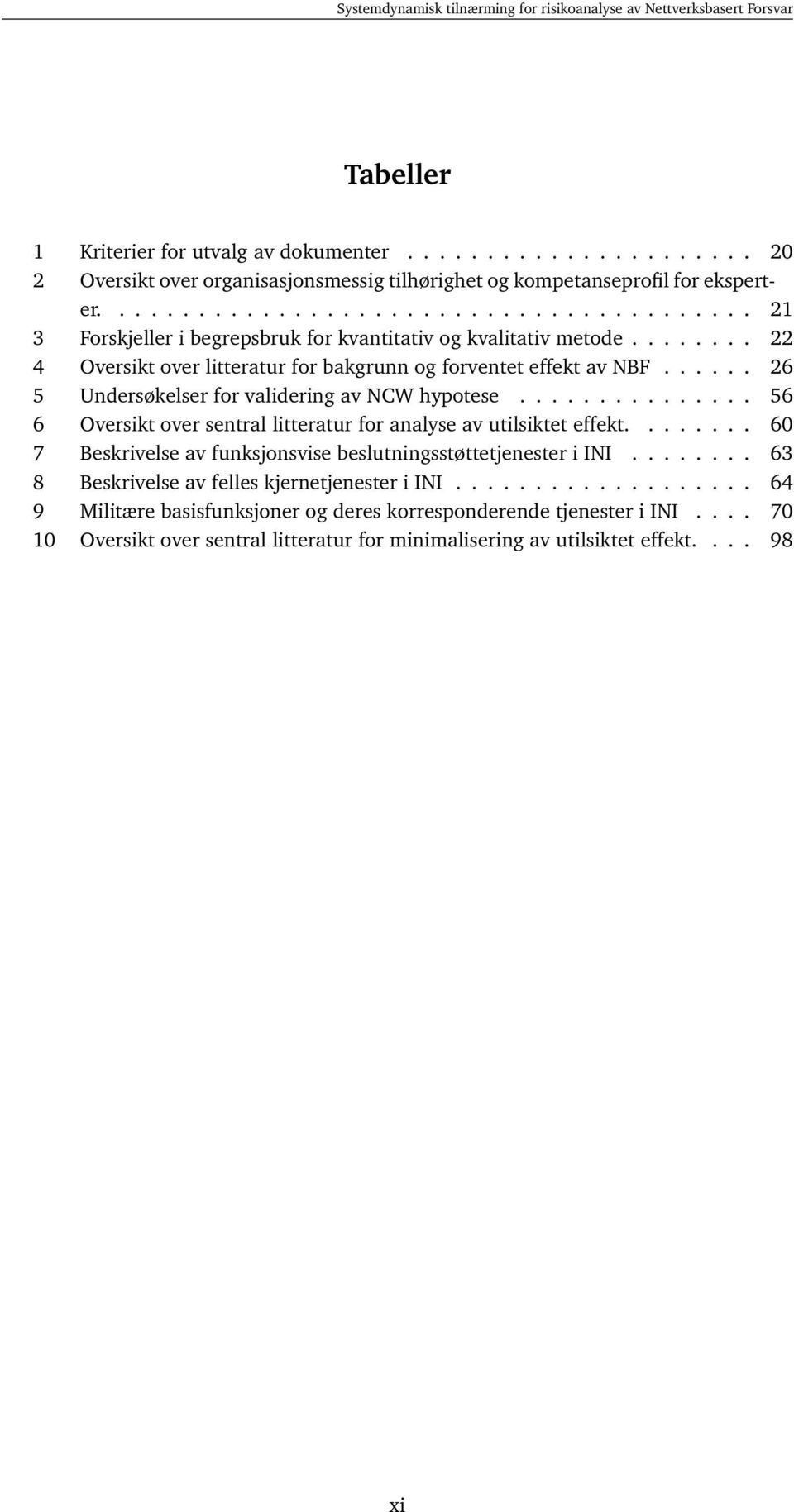 ..... 26 5 Undersøkelser for validering av NCW hypotese............... 56 6 Oversikt over sentral litteratur for analyse av utilsiktet effekt.