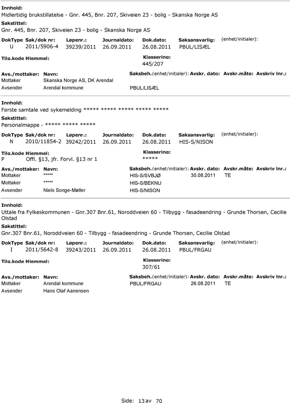 /mottaker: Navn: Saksbeh. Avskr. dato: Avskr.måte: Avskriv lnr.: HS-S/SVBJØ 30.08.2011 T HS-S/BKN Niels Songe-Møller HS-S/NSON ttale fra Fylkeskommunen - Gnr.307 Bnr.