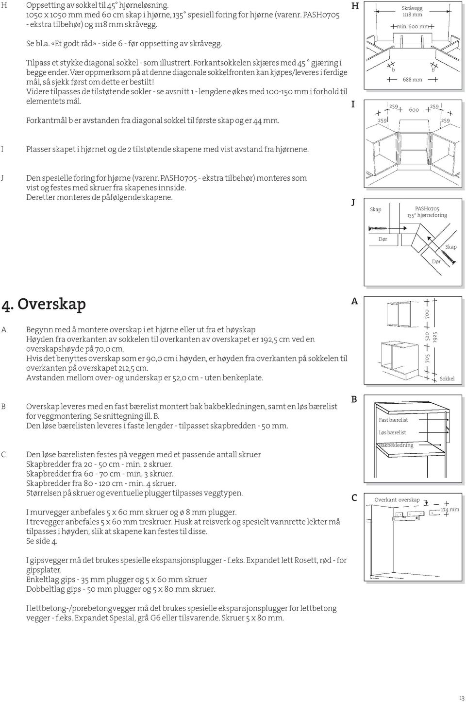 Vær oppmerksom på at denne diagonale sokkelfronten kan kjøpes/leveres i ferdige mål, så sjekk først om dette er bestilt!