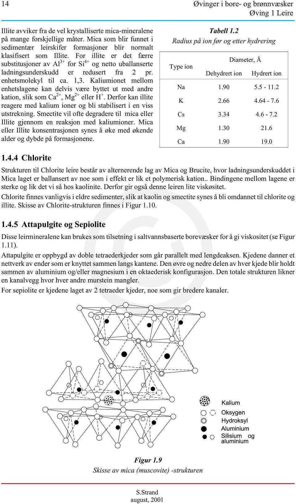 For illite er det færre substitusjoner av Al 3+ for Si 4+ og netto uballanserte ladningsunderskudd er redusert fra 2 pr. enhetsmolekyl til ca. 1,3.