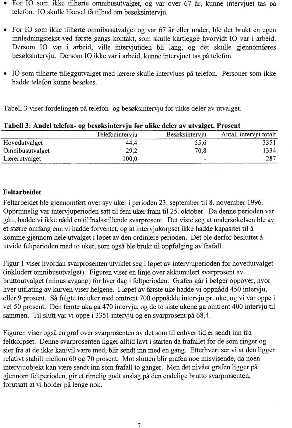 Dersom JO var i arbeid, ville intervjutiden bli lang, og det skulle gjennomføres besøksintervju. Dersom JO ikke var i arbeid, kunne intervjuet tas på telefon.