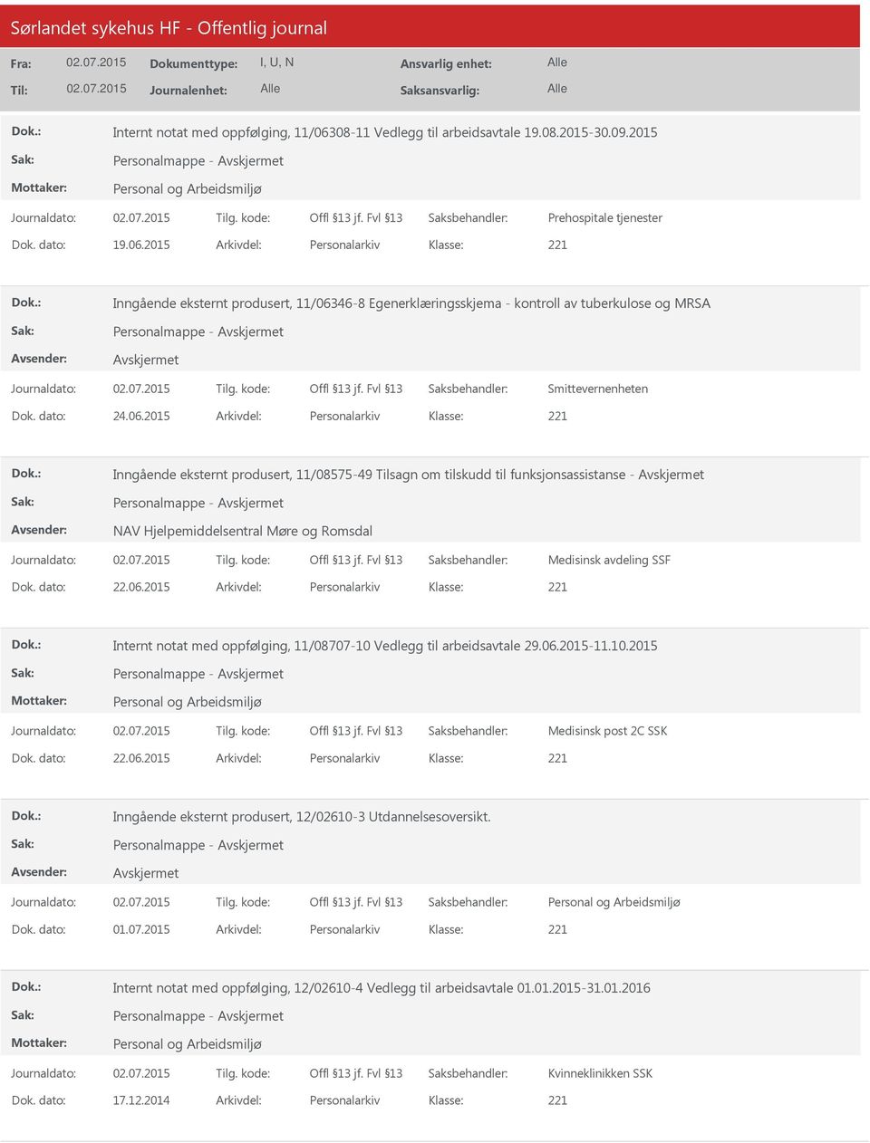 2015 Arkivdel: Personalarkiv Inngående eksternt produsert, 11/063