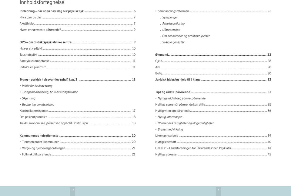 .. 11 Økonomi... 22 Gjeld... 28 Arv... 28 Bolig... 30 Tvang psykisk helsevernlov (phvl) kap. 3... 13 Juridisk hjelp/og hjelp til å klage.